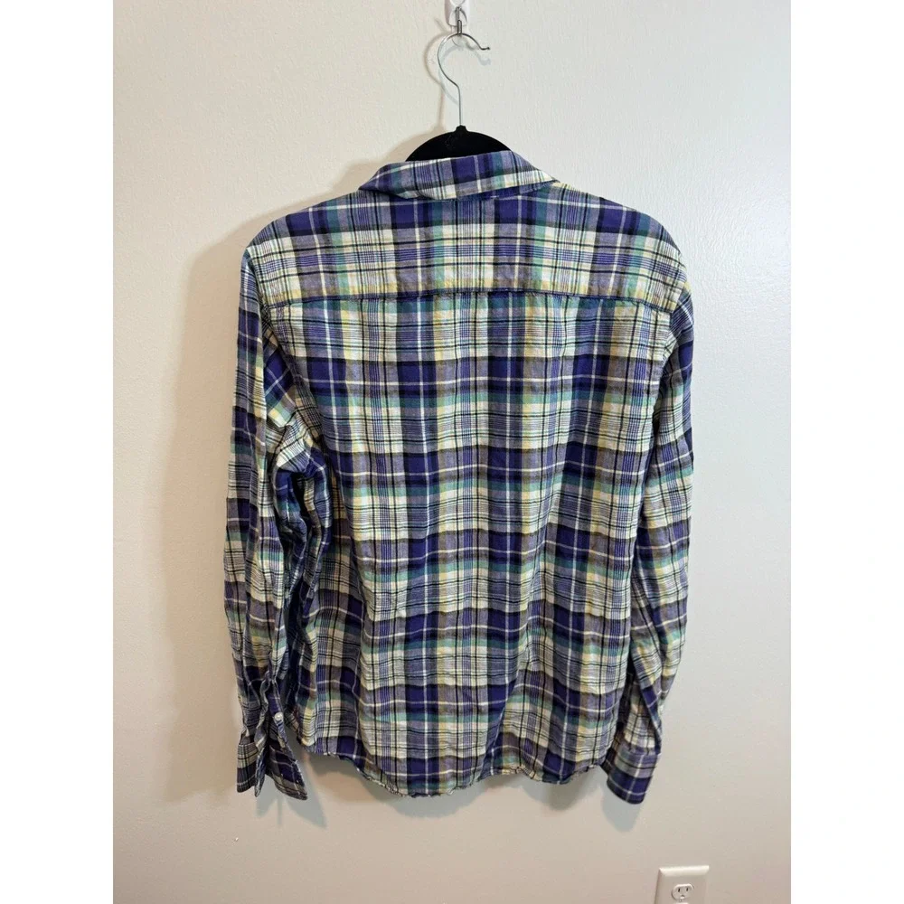 Banana Republic Mens Plaid Button Down Shirt Blue Green Long Sleeve Size M